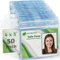 EcoEarth - Horizontal Card Protector w/Soft Edge - Sealable 4x3 Inch, Clear, 50 Pack - Waterproof ID Badge Holder - Plastic Name Tag Holder Bulk