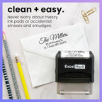 ExcelMark Personalized Return Address Stamp – Custom Self Inking Rubber Stamp (Medium, Great Vibes)