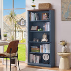 RWYHG 70" Blue Tall Bookshelf Set of 4,5-Tier Thick Wooden Book Shelf with Adjustable Shelves,Free Standing Farmhouse Bookcase with Open Display Storage,Floor Vintage Bookshelves for Living Room