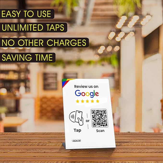 REVLIXI Google Review Stand (10 PCS)- Boost Reviews w/Reusable Google Review Tap Card Stand & QR Code Stand -No App, No Subscription-Android & iPhone Compatible -Boost Google Reviews for Online Growth