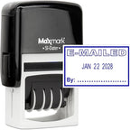 MaxMark Office Self Inking Date Stamp with Phrase E-Mailed - Blue Ink