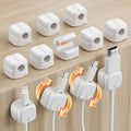 Yocice 12Pack Rotatable Cord Organizer,Spring Cable Clips Desk Cable Management Cord Holder Adhesive Phone Charger Cord Clips for Home Office Car Wall Nightstand Accessories, White
