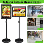 INNOVSIGN Adjustable Pedestal Sign Holder Stand 11x17Inch, Floor Standing Poster Sign Stand, Aluminum Frame for Vertical/Horizontal View Sign Stand,Outdoor/Indoor Standing Sign Holders(Black,Round)