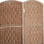 HOMCOM Room Divider, 6 Panel Folding Privacy Screen, 6FT Tall Portable Wicker Weave Partition Wall Divider for Bedroom, Home Office, Natural