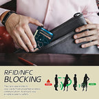 BWEGRHE Small Travel Wallets, Fun Dinosaurs Slim Minimalist Front Pocket Wallet with Wristlet, RFID Blocking PU Leather Credit Card Holder with ID Window Change Purse for Men Women