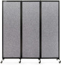 Upgrade Version Room Partition and Divider, Freestanding Rolling Dividers with Wheels,Office Privacy Screen Divider Wall,Classroom Felt Dividers,6'L* 6'7"H,3 Panel,Light Grey