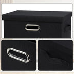 Graciadeco Medium 15" 21 Quart Collapsible Stackable Storage Bins with Lids, 3 Packs Black Foldable Fabric Closet Boxes Heavy-duty Lidded Linen Cube Basket Container Organizer and Storage for Bedroom