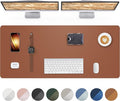 Large Desk Mat - 48" x 17"Leather Desk Pad Protector, Office Desk Mat, Non-Slip PU Leather Large Mouse Pad, Waterproof Desk Blotter Mat, Desk Cover pad for Office and Home (Brown)
