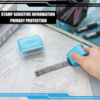Nezyo 2 Pack Identity Protection Roller Stamp Identity Theft, Confidential, Privacy Roller Stamp Information Blocker and 4 Pack Refill Ink for ID Account Data Address Security(Blue)