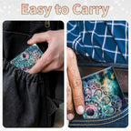BWEGRHE Slim Credit Card Holder, Art Mandalas RFID Blocking Metal Wallet for Men & Women, Aluminum Minimalist Hard Case Pocket-Sized Business Cards Organizer (Fits Up to 10 Cards)