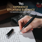 Wordsworth & Black Fountain Pen Set, Medium Nib, Includes 24 Ink Cartridges and Ink Refill Converter, Gift Case, Journaling, Calligraphy, Smooth Writing Pens [Black Chrome], Perfect for Men and Women