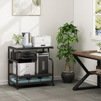 Fannova 32.3" x 18.9" Extra Large Printer Stand Table with Adjustable Storage Shelf, 3 Tier Rolling Printer Cart with Industrial Wheels for Home Office, Black