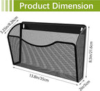 EasyPAG Single Pocket Wall File Organizer, Mesh Hanging File Folder Organizer for Letter/A4 Size Folders Wall Mounted Vertical Mail Holder for Paperwork, Office, Home, School, Black