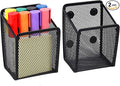 Ameceres Magnetic Pencil Holder - Extra Strong Magnets Mesh Marker Holder Perfect for Whiteboard, Refrigerator and Locker Accessories (1 Basket, 2 Packs Black)