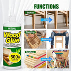 Wood Glue 17.6 oz/500 g, High-Capacity Super Glue for Woodworking, Waterproof Strong Wood Glue for Furniture Heavy Duty, Waterproof Glue for Crafts, Furniture, Wood Floor, Baseboard, cabinets, Door