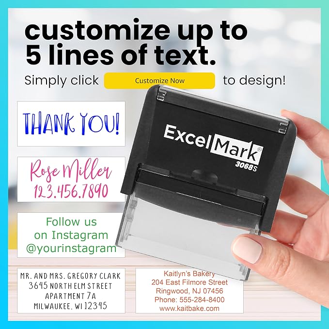 ExcelMark Custom Rubber Stamp – Clean & Easy Stamping – Personalized Self-Inking Stamp (Extra Large)