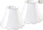 GOSO Bell Lamp Shades Set of 2 Medium Off White, Scalloped Lamp Shade for Table Lamp,Floor Lamps Replacement Braids with Petal Edges, 6×13×9.8 Inch Spider Easy Assembly Modern Art Decor for Bedroom