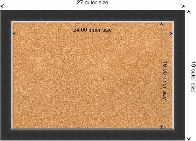 Amanti Art Natural Cork Board for Wall, 19x27 Vision Board with Black Wood Frame, Medium Corkboard Office Decor for Home Organization, Modern Contemporary Corkboard Pinboard to display items for home