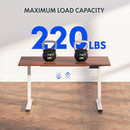 FLEXISPOT E6 3-Stage Dual Motor Electric Standing Desk 48 x 30 Sit Stand Up Desk, Holds 220 lbs, Adjustable Height w/Memory Presets, One-Piece Mahogany Desktop & White Frame, Ships in 2 Boxes