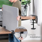 VIVO Clamp-on 24 x 24 inch Privacy Panel, Sound Absorbing Cubicle Desk Divider, Acoustic Partition, Dark Gray, PP-1-V024D