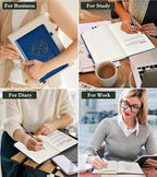 PAIBAS Graph Notebook for Women Men, 160 Pages Grid Paper, Graphing Notebooks for School, Work, Quad Ruled, Inner Pocket, A5 Hardcover Vintage Leather Journals for Writing, 5.8"x8.5" (Navy)