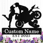 Custom Motorcycle Couple Metal Signs Personalized Biker Couple Name Sign Custom Garage Decor Motorbikes Wall Art Decor Motorcycle Sign Wedding Valentine's Day Gift for Couples