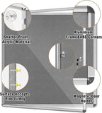 Mifuro 38"x38" Enclosed Bulletin Board, Lockable Weather-Resistant Aluminum Cork Noticeboard for School & Office, Silver Frame w/Grey Flet