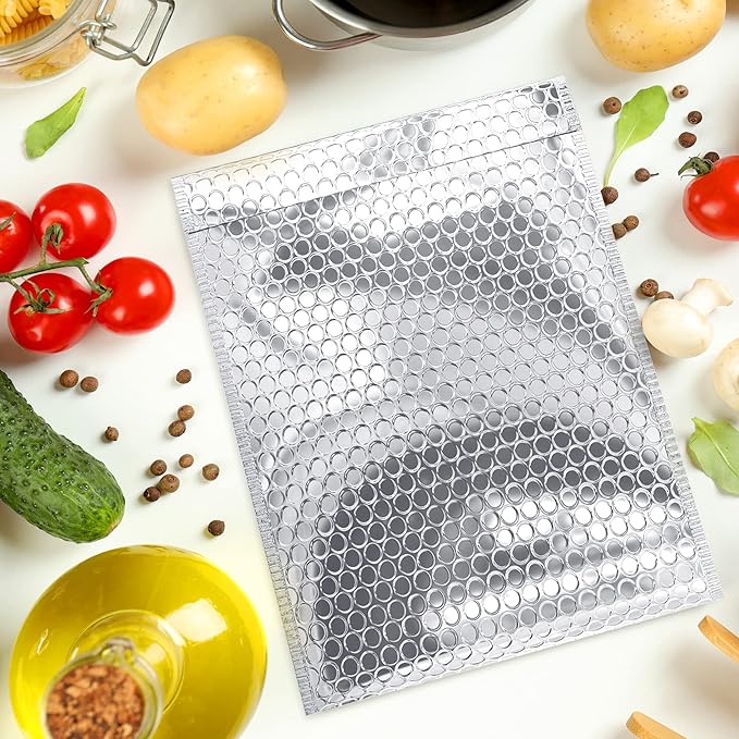 Amiff Silver Thermal Bubble Mailer, 6 x 6 Inches. 10 Pack Metallic Bubble Mailers. Self-Seal Insulated Mailers for Cold Shipping. Padded Envelopes Waterproof. Thermal Bag for Food, Cosmetics