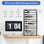EasyPAG Wall File Holder 10 Tier Mesh Hanging Folder Organizer with Flat Tray Wall Mounted Mail Organizer Magazine Paper Desk Shelf with Nametag Label for Office Home School, Black