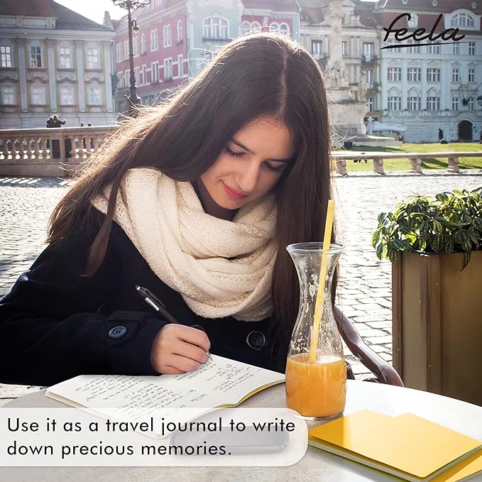 16 Pack Soft Cover Journal Bulk, Feela Lined Notebooks College Ruled for Work for Women Girl Writing, Blank Travel Journal Note Taking Notebook School Business Supplies, 8.2” x 5.5”, A5, Yellow