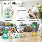 Personalized Name Plate for Desk, Custom Acrylic Desk Name Sign, Office Appreciation Gifts for Women Men Coworkers Boss Teacher Employee (Teacher)