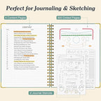 Bullet Dotted Journal Spiral Notebook, 300 Pages Leather Notebooks with Contens, 120 GSM Thick No Bleed Through Paper Journals, A5 Dot Grid Notebook for Women Men Work Writing, 5.5" x 8", Light Blue