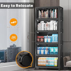 UAMFURI Extra Large Stackable Storage Bins with Lids & Wheels & Door, 260QT-52QT/13GAL*5Pack Foldable Collapsible Closet Organizers, Plastic containers drawers for bedroom Dorm