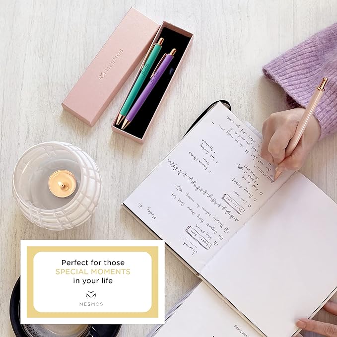 MESMOS Pastel Pens, Mindfulness Gifts, Inspirational Fancy Pens for Women, Wellness & Spiritual Gifts, Self Love Self Care Relaxing Gift, Journaling Cute Luxury Pretty Pen Set