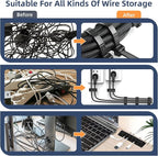 319pcs Cable Management Organizer Kit, Desk Cord Organizer, 98 Adhesive Cable Clips Holder, 17 Reusable Cable Strap, 4 Cable Sleeve Split, and 200 Nylon Cable Zip Ties (Black)