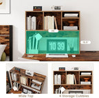 Tangkula Desktop Bookshelf, Countertop Storage Hutch with 4 Shelves for Computer Desk, Desk 2-Tier Display Rack, Multipurpose Wood Desktop Hutch Storage Organizer for Dorm Office Home