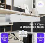 Ascrono Original No Drill Under Desk Cable Management Tray 40.6" - Premium White Fabric Cable Management Under Desk - Clamp/Screw Mount Cord Organizer - Supports Upto 66lbs - Large