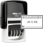 MaxMark Office Self Inking Date Stamp with Phrase Scanned - Black Ink