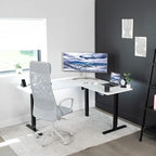 VIVO Electric Corner 63 x 55 inch L-Shaped Standing Desk, Memory Height Adjustment, White Top Black Frame, DESK-E3CTBW