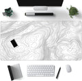 Mechanical Cattle Desk Mat Large Gaming White Mouse Pad Minimalist Topographic Map Desk Mat Extended XL Mousepad 31.5x15.7 in Anti-Slip Desk Pad Keyboard Mousepad Stitched Edges Large Mouse Pad Grey