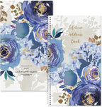 Current Blue Peacock Address Book - 94 Pages; Small 5" x 8-1/2" Size for Purse or Office, Spiral Bound Soft Cover Organizer for Contacts, Addresses, Email, & Phone Numbers + 50 Replacement Stickers