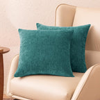 Amazon Basics Chenille Throw Pillow Covers, Home Decor Cushion Cover for Bedroom Living Room Couch Bed, 18" W × 18" L, Deep Teal