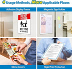 Magnetic Sign Holder 8.5 x 11 Wall Sign Holder 5Pack, Rigid Plastic Door Sign Holder Magnetic Frame with Magnetic Tapes and Adhesive Tapes, Adhesive Display Frame for Fridge Window Wall Display