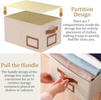 OUTBROS Foldable Storage Box for Shelves, 15.7 x 11.8 x 7.9 inch Fabric Baskets, Wardrobe Organiser with Handles, Suitable for Storing Clothes, Books, Cosmetics (Beige, 3-Pack)