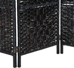 HOMCOM Room Divider, 3 Panel Folding Privacy Screen, 6FT Tall Portable Wicker Weave Partition Wall Divider for Bedroom, Home Office, Black