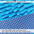 SITHON 4 Pieces Magnetic Microfiber Shag Whiteboard Eraser, Washable Microfiber Shag Dry Erase Board Eraser for Markers, Chalk, Home and Office (Blue)