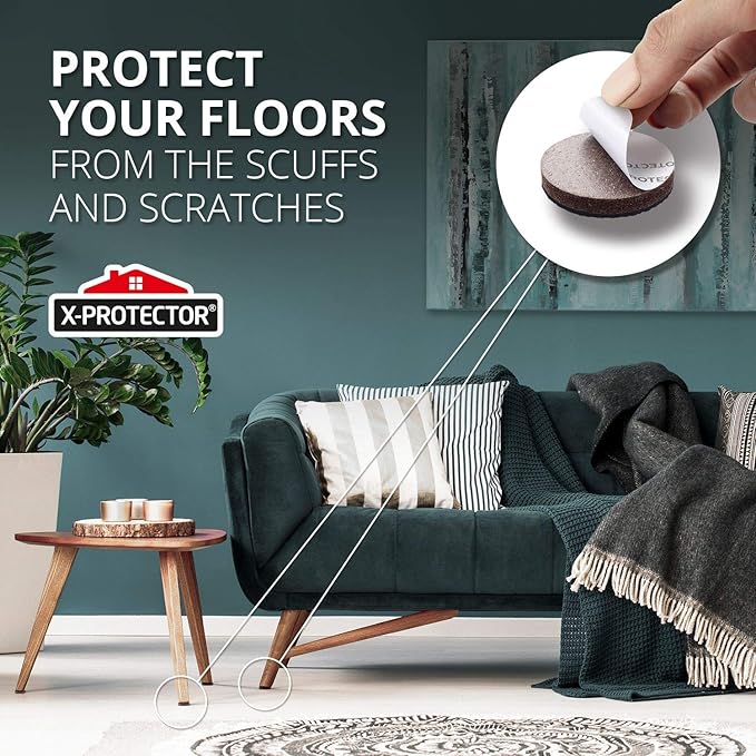 Non Slip Furniture Pads X-Protector - 8 PCS 1 1/2” - Premium Furniture Grippers - Self-Adhesive Rubber Feet for Furniture - Keep Furniture in Place!