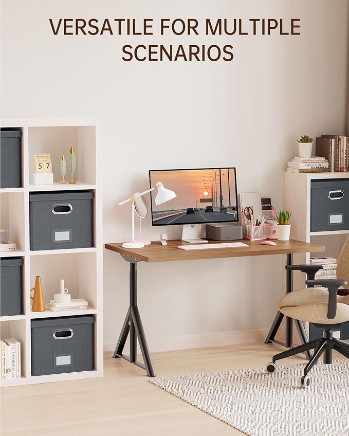 2 Pack File Storage Organizer, Filing Box, Portable File Box with Lid, Fit for Letter/Legal File Folder Storage, Document Organizer, Dark-gray