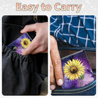 BWEGRHE Slim Credit Card Holder, Sunflower Yellow Purple Galaxy RFID Blocking Metal Wallet for Men & Women, Aluminum Minimalist Hard Case Pocket-Sized Business Cards Organizer (Fits Up to 10 Cards)