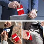 Business Card Holder for Women or Men, Business Card Case with PU Leather and Stainless Steel, Slim Metal Case with Magnetic Closure for Business Meeting Use